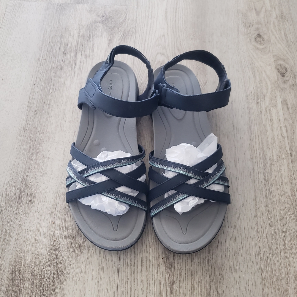 Easy Spirit Navy and Gray Sandals